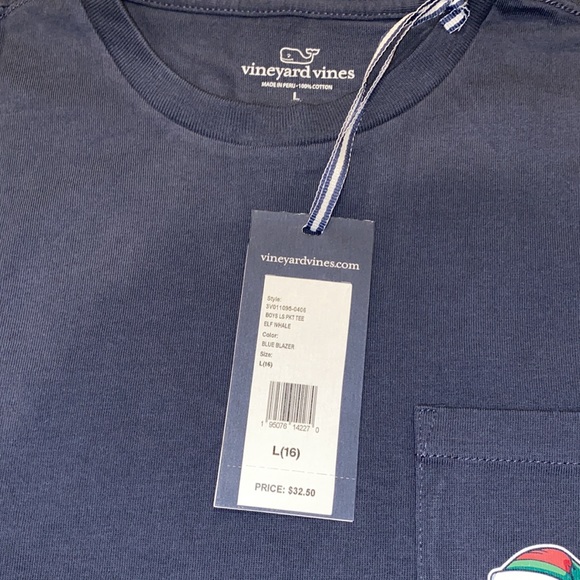 Vineyard Vines boys long sleeve Christmas shirt with elf whale, size L (16), NWT - Picture 5 of 5